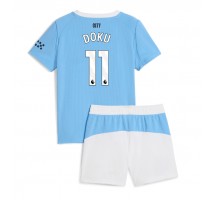 Manchester City Jeremy Doku #11 Koszulka Podstawowa dzieci 2025-26 Krótki Rękaw (+ krótkie spodenki)